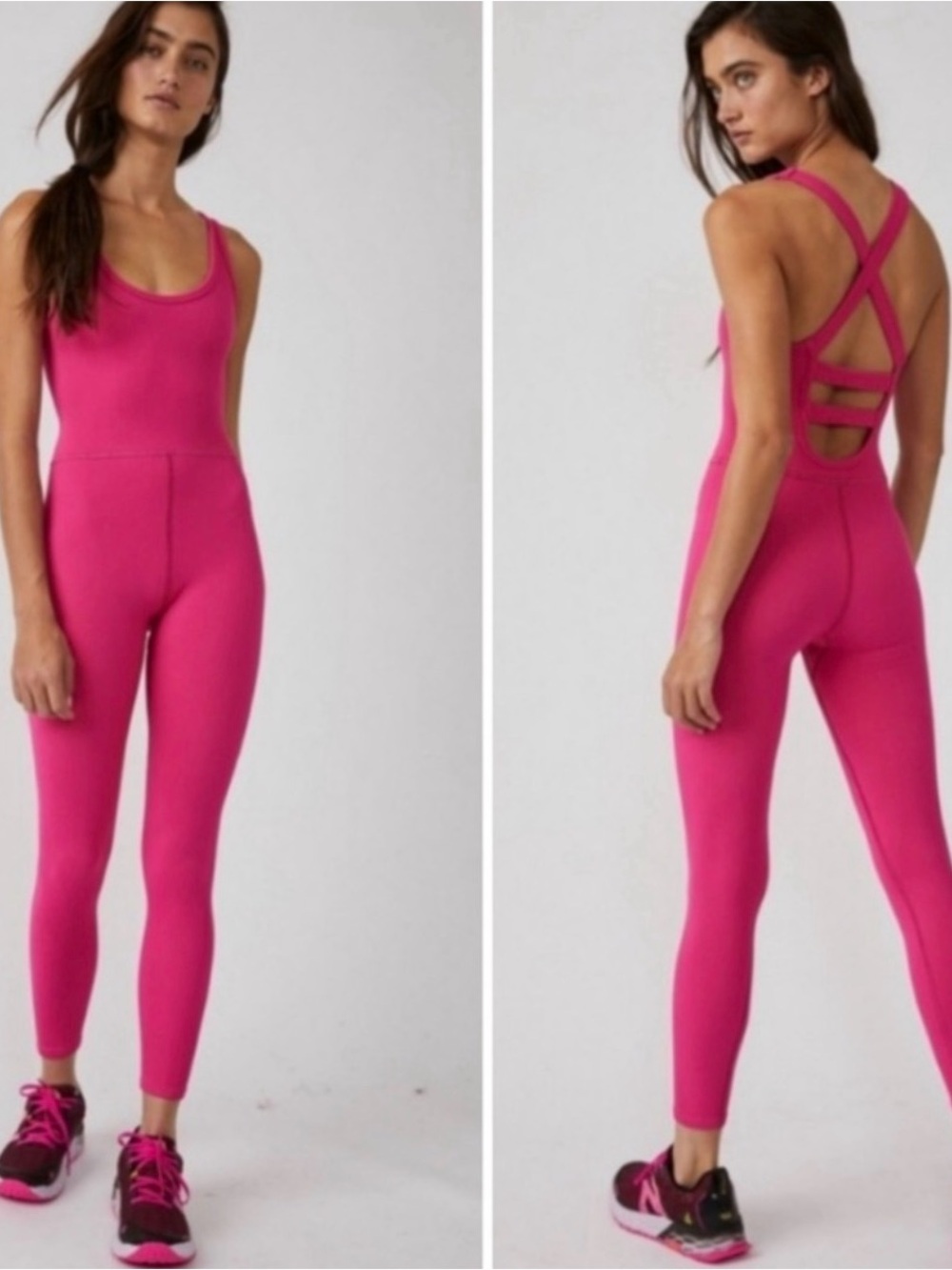 FP Movement by Free People Hot Pink Cross-Back Jumpsuit